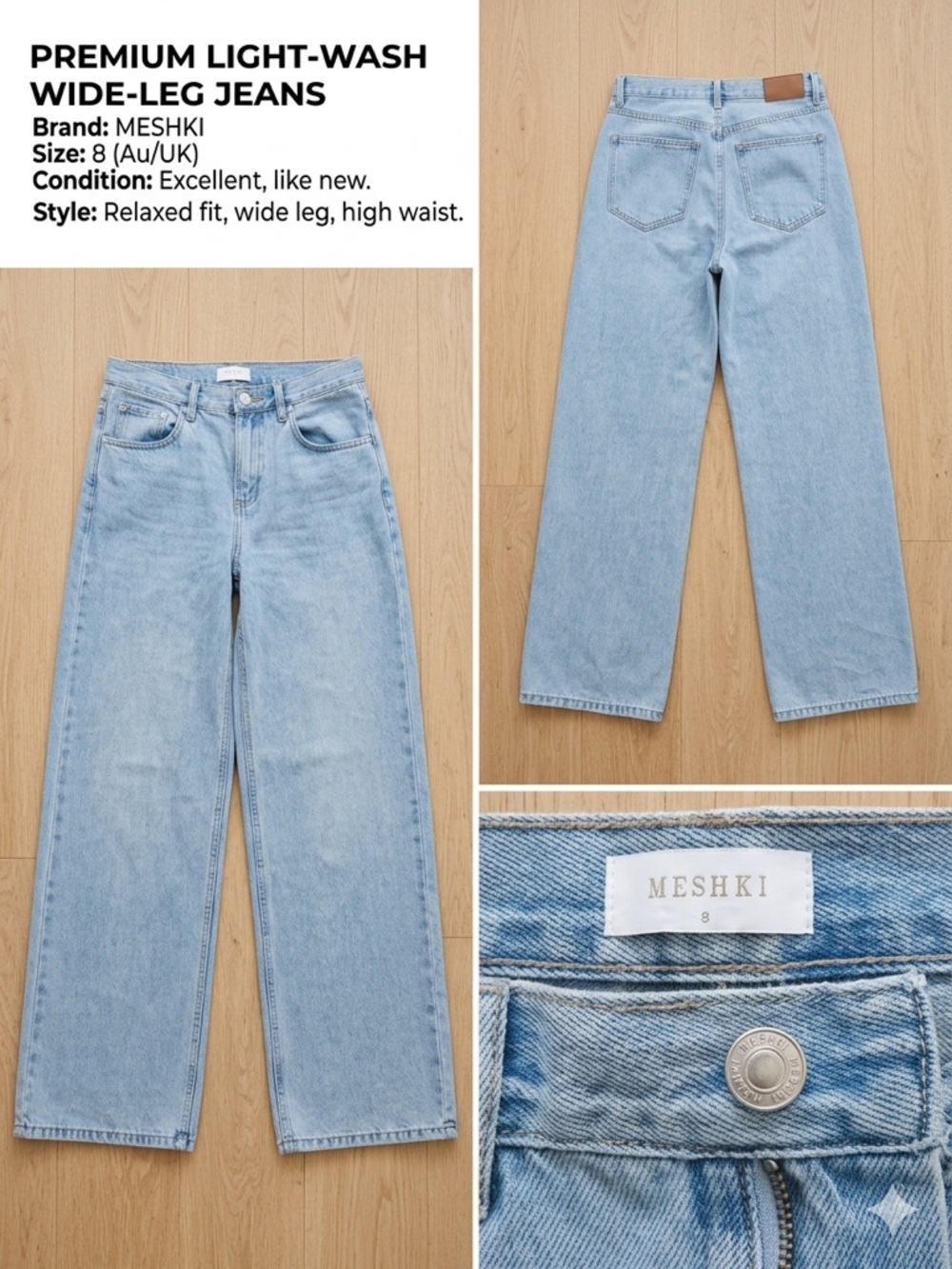 Meshki Light Blue High-Rise Wide Leg Jeans